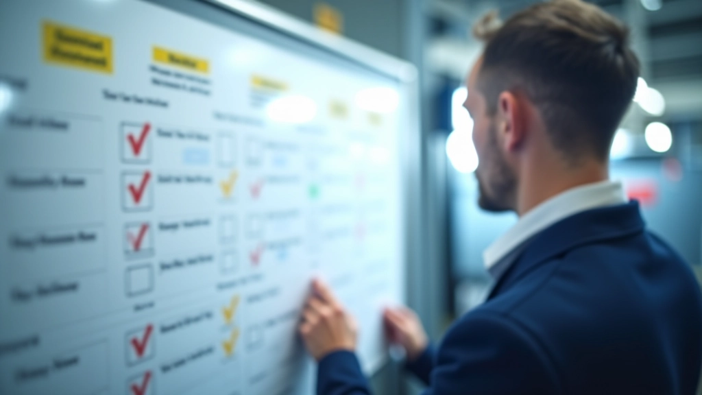 Plan d'entretien automobile détaillé affiché sur le mur d'un atelier mécanique