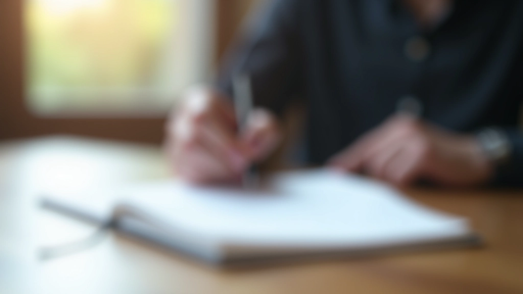 Stylo écrivant dans un carnet avec des colonnes de catégories de dépenses