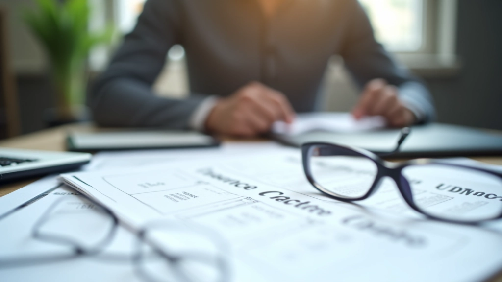 Documents d'assurance et papiers administratifs sur un plan de travail