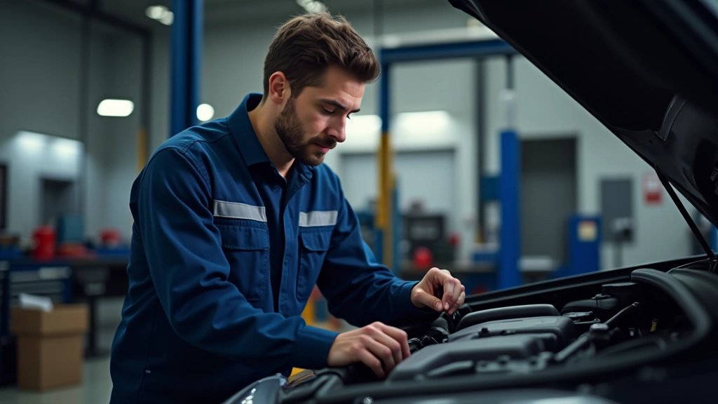 Mécanicien inspectant une voiture lors d'un contrôle technique