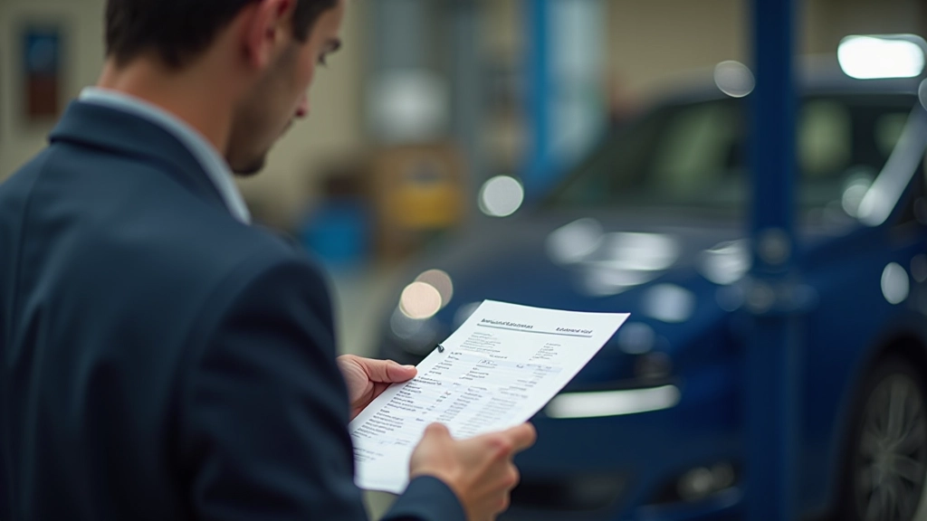 Propriétaire de voiture examinant le devis de réparation après un accident